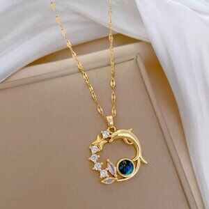 64. Stainless steel dolphin necklace